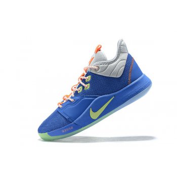 2019 Nike PG 3 Royal Blue Grey-Volt-Orange Shoes